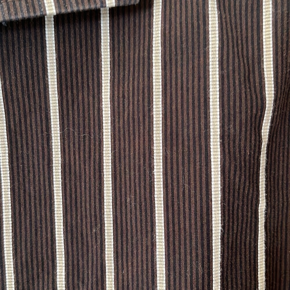 Cezani mens button down collar shirt size medium black brown tan stripes - Picture 5 of 12